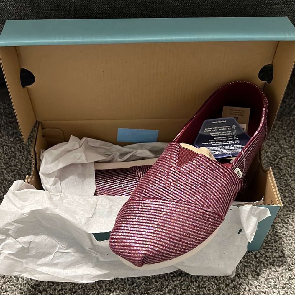 TOMS Alpargata Shoes, Cabernet Glitter Rib Knit